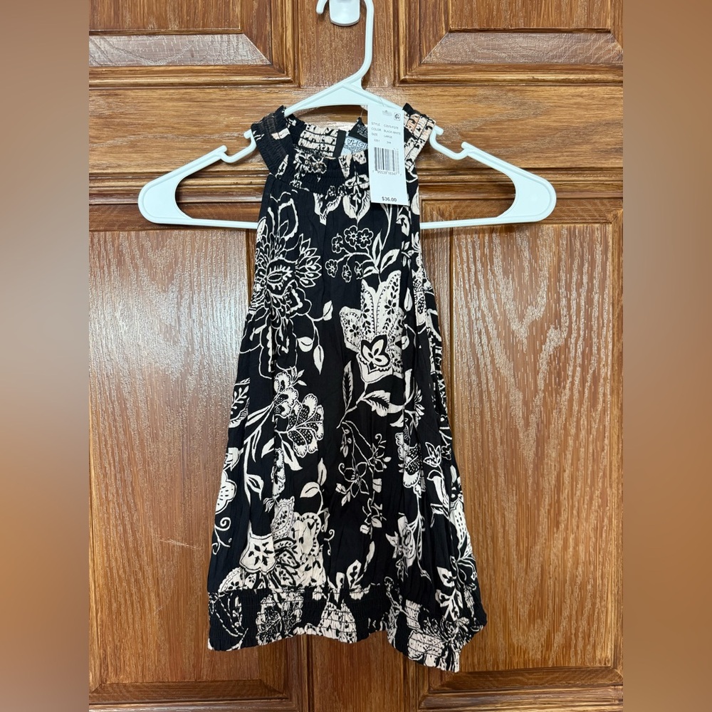 Angie Black and White Floral Top